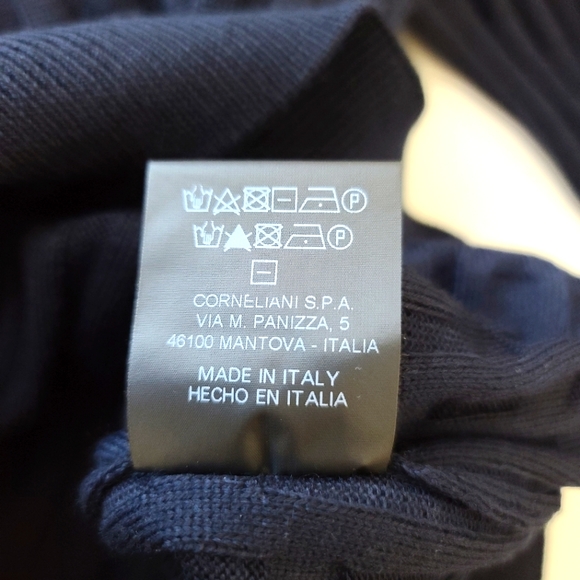 Corneliani Men's Virgin Wool Ribbed Navy Blue Jumper Sweater - Picture 9 of 15